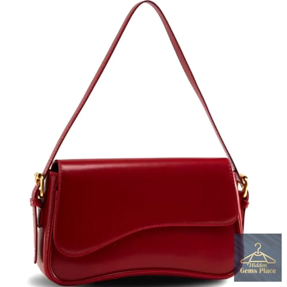 PU Leather Hobo Shoulder Bag with Adjustable Straps, 3 Compartments